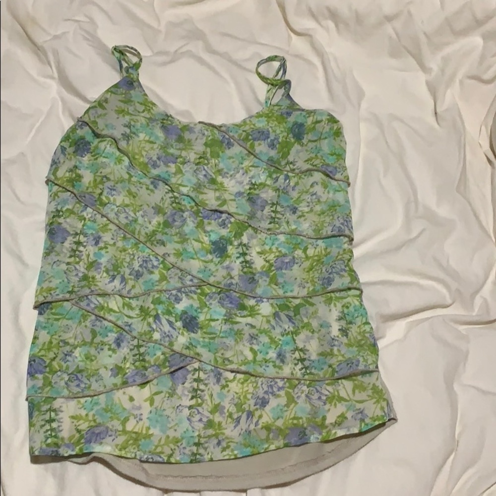 Layered ruffle floral tank top